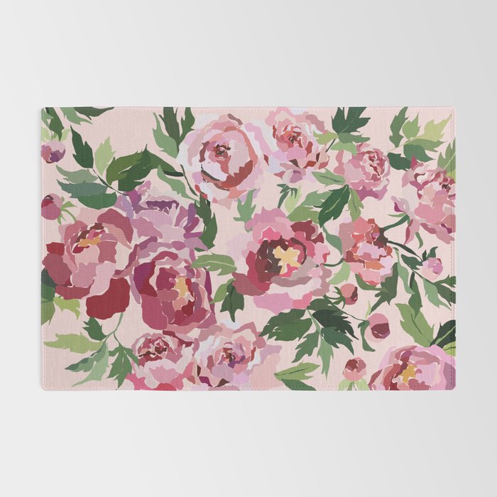 Romantic peony pastel pink background Rug Gallery Image 2