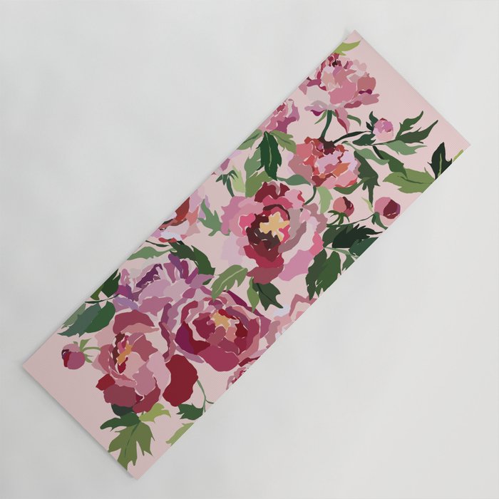Romantic peony pastel pink background Yoga Mat Gallery Image 1