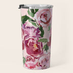 Romantic peony pastel pink background Travel Mug Gallery Image 3