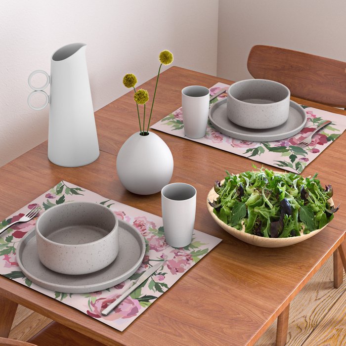 Romantic peony pastel pink background Placemat Gallery Image 2