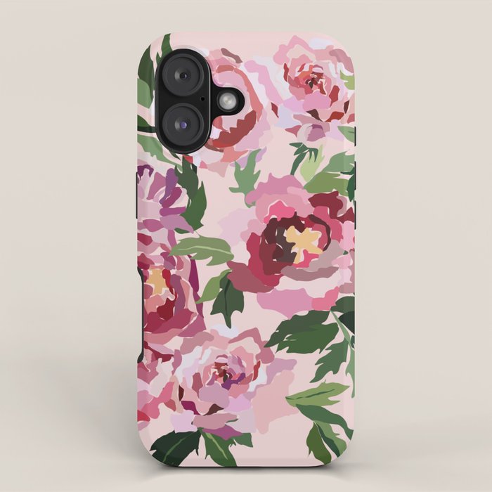 Romantic peony pastel pink background iPhone Case Gallery Image 1