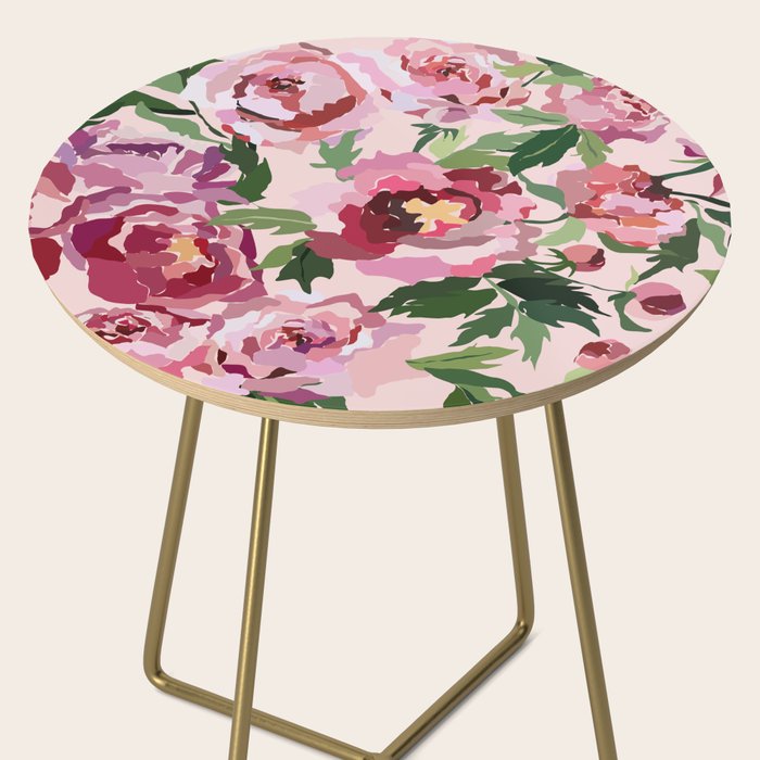 Romantic peony pastel pink background Side Table Gallery Image 2