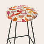Abstract Wavy Checkerboard in Orange, Pink & Yellow Stool Gallery Image 2