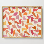 Abstract Wavy Checkerboard in Orange, Pink & Yellow Serving Tray Gallery Image 1
