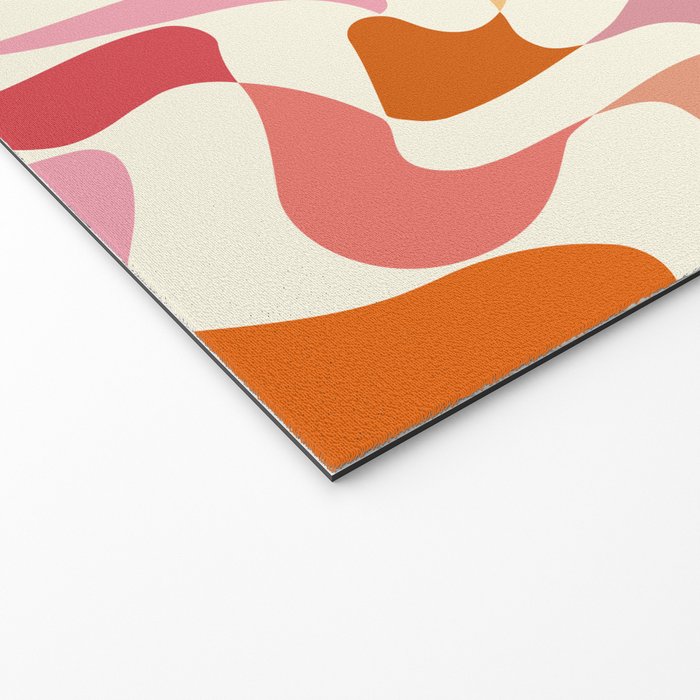 Abstract Wavy Checkerboard in Orange, Pink & Yellow Welcome Mat Gallery Image 2