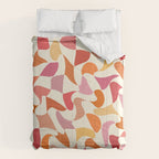 Abstract Wavy Checkerboard in Orange, Pink & Yellow Comforter Gallery Image 6