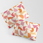 Abstract Wavy Checkerboard in Orange, Pink & Yellow Pillow Sham Gallery Image 3