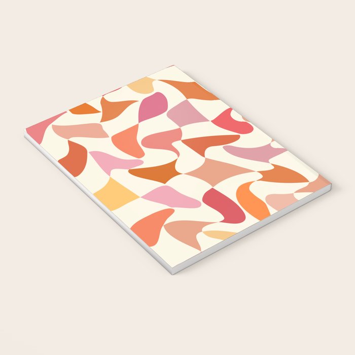 Abstract Wavy Checkerboard in Orange, Pink & Yellow Notebook Gallery Image 3