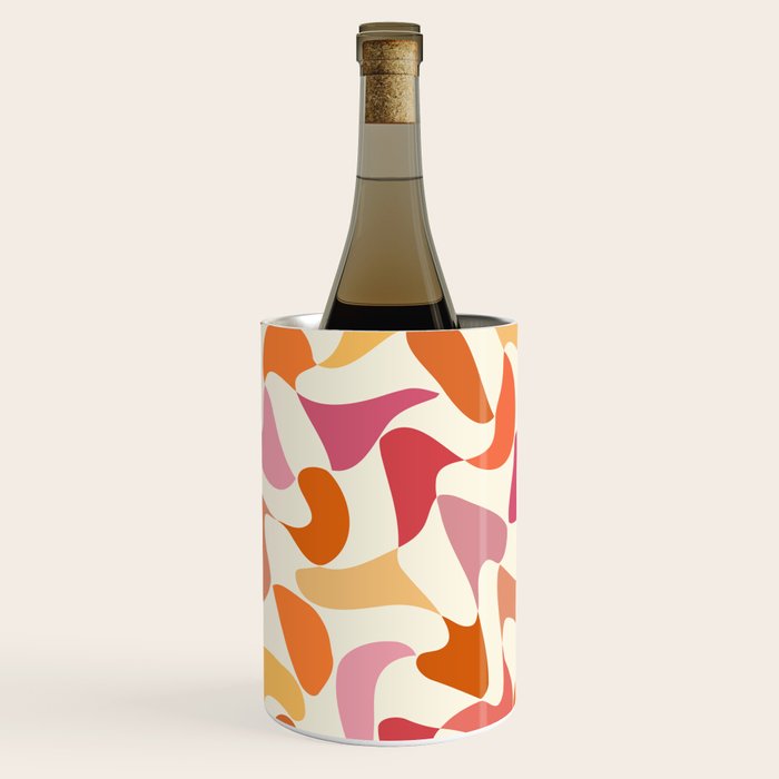 Abstract Wavy Checkerboard in Orange, Pink & Yellow Wine Chiller Gallery Image 3
