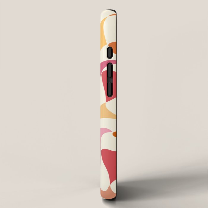 Abstract Wavy Checkerboard in Orange, Pink & Yellow iPhone Case Gallery Image 2