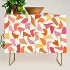 Abstract Wavy Checkerboard in Orange, Pink & Yellow Credenza Gallery Image 1