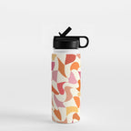 Abstract Wavy Checkerboard in Orange, Pink & Yellow Water Bottle Gallery Image 1
