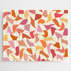 Abstract Wavy Checkerboard in Orange, Pink & Yellow Jigsaw Puzzle Gallery Image 1