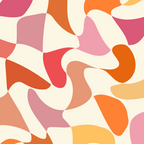 Abstract Wavy Checkerboard in Orange, Pink & Yellow Coffee Mug Gallery Image 2