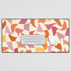 Abstract Wavy Checkerboard in Orange, Pink & Yellow Desk Mat Gallery Image 1