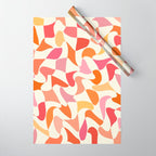 Abstract Wavy Checkerboard in Orange, Pink & Yellow Wrapping Paper Gallery Image 1