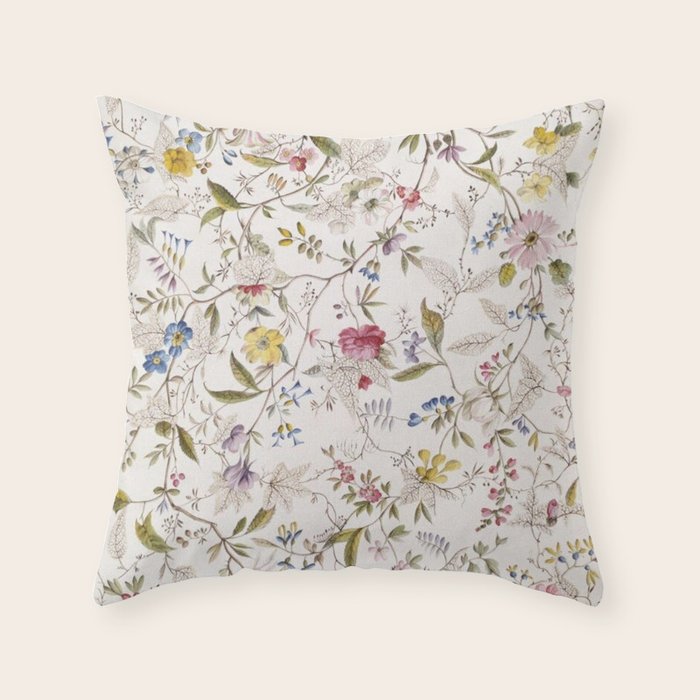 Romantic Wildflower Design 1788 William Kilburn Throw Pillow Gallery Image 6