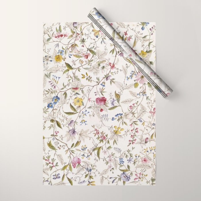 Romantic Wildflower Design 1788 William Kilburn Wrapping Paper Gallery Image 1