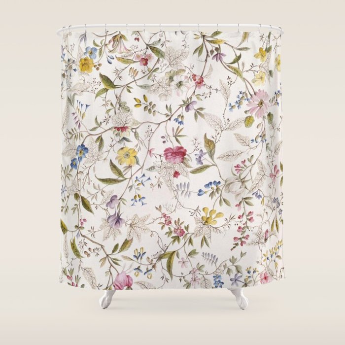 Romantic Wildflower Design 1788 William Kilburn Shower Curtain Gallery Image 1