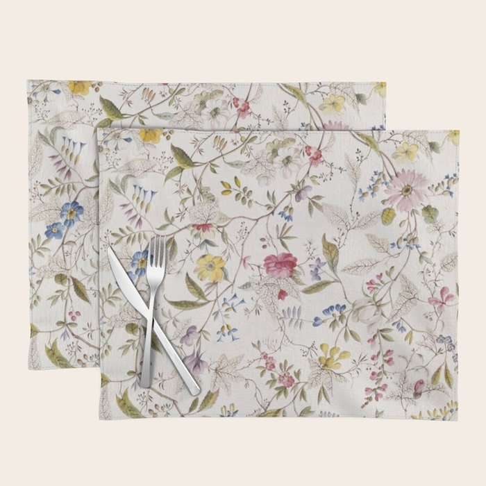 Romantic Wildflower Design 1788 William Kilburn Placemat Gallery Image 1