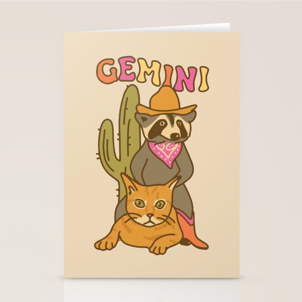 Gemini Raccoon Stationery Card Gallery Image 2