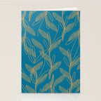 Retro Botanical Pattern in Gold and Peacock Blue Stationery Card Gallery Image 2