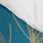 Retro Botanical Pattern in Gold and Peacock Blue Comforter Gallery Image 4
