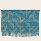 Retro Botanical Pattern in Gold and Peacock Blue Wall Hanging Gallery Image 1