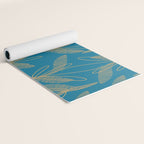 Retro Botanical Pattern in Gold and Peacock Blue Yoga Mat Gallery Image 2