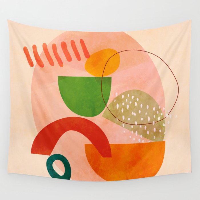 modern art abstract shapes play 3 Wall Tapestry Gallery Image 1