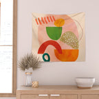 modern art abstract shapes play 3 Wall Tapestry Gallery Image 2