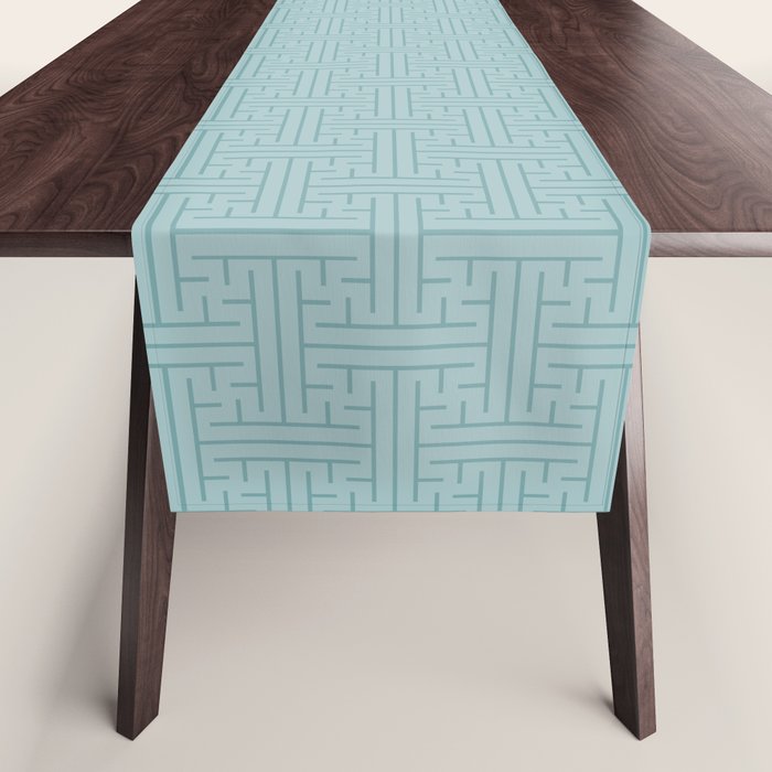 Serene Blue Maze Pattern Table Runner Gallery Image 1