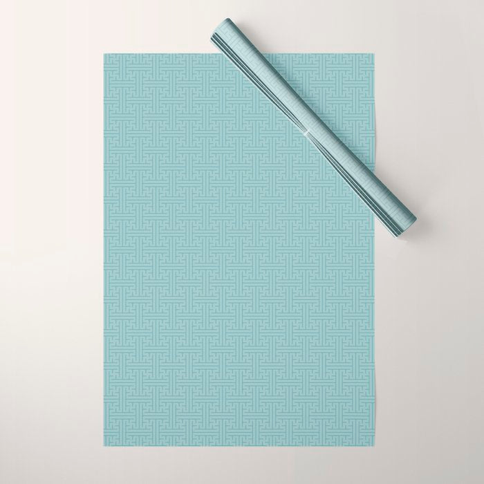 Serene Blue Maze Pattern Wrapping Paper Gallery Image 1
