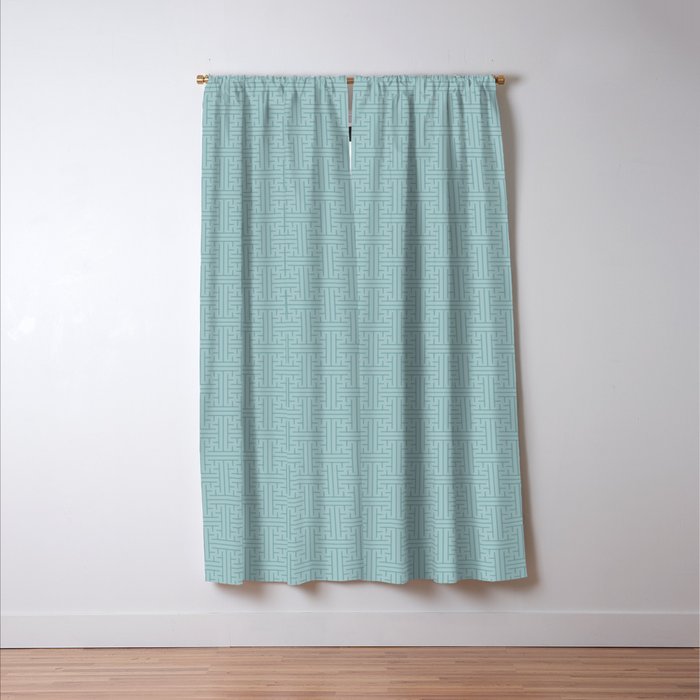Serene Blue Maze Pattern Window Curtain Gallery Image 3