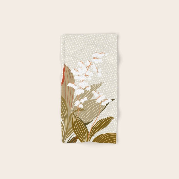Flowers market: lily of the valley earthy toned Bath Towel Gallery Image 1