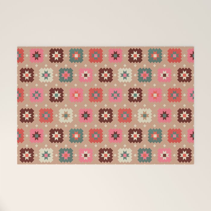 Festive Winter Quilt Tiles With Stars Welcome Mat Gallery Image 1