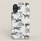 Horse Racing Black and White Toile Pattern  iPhone Case Gallery Image 1