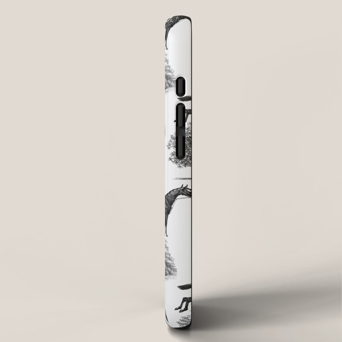 Horse Racing Black and White Toile Pattern  iPhone Case Gallery Image 2