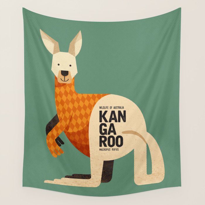 Hello Kangaroo Wall Tapestry Gallery Image 1