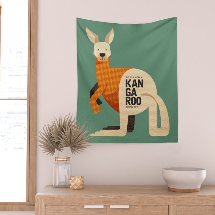 Hello Kangaroo Wall Tapestry Gallery Image 2