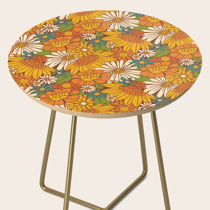 70s Retro Floral Side Table Gallery Image 2