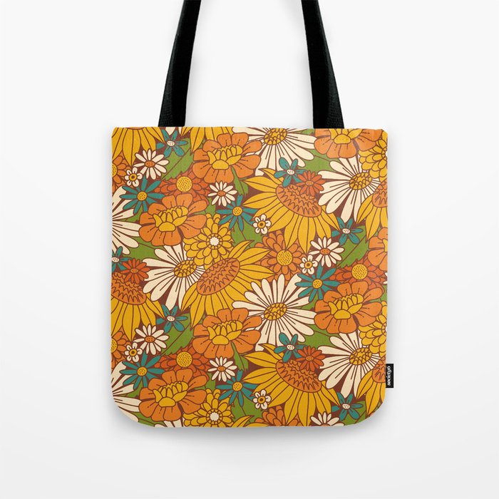70s Retro Floral Tote Bag Gallery Image 1