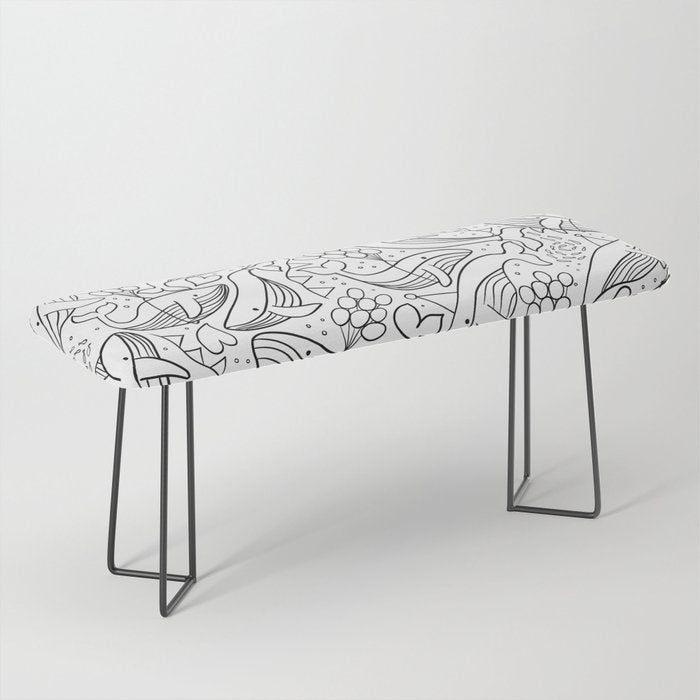 Humpback Whales Black And White Pattern Bench Gallery Image 1