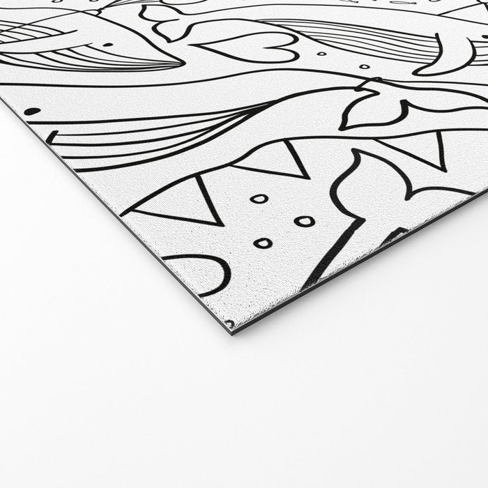 Humpback Whales Black And White Pattern Welcome Mat Gallery Image 2