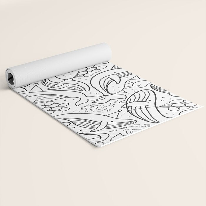 Humpback Whales Black And White Pattern Yoga Mat Gallery Image 2