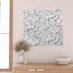 Humpback Whales Black And White Pattern Wall Tapestry Gallery Image 2