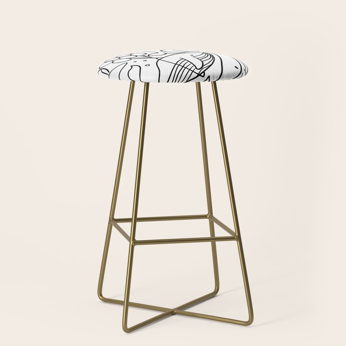 Humpback Whales Black And White Pattern Stool Gallery Image 2