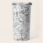 Humpback Whales Black And White Pattern Travel Mug Gallery Image 2