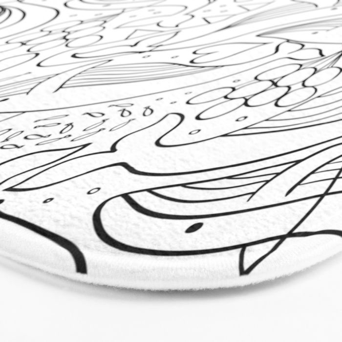 Humpback Whales Black And White Pattern Bath Mat Gallery Image 3