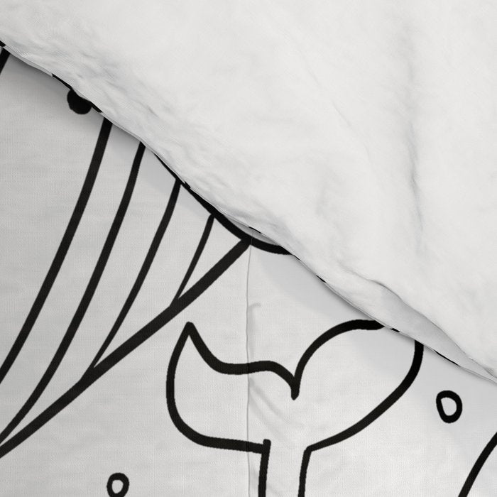 Humpback Whales Black And White Pattern Comforter Gallery Image 4